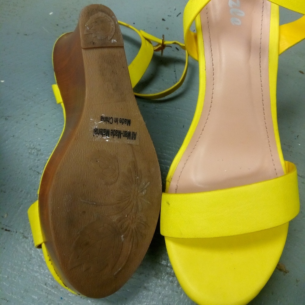 Yellow Wedge Sandals 4.5" Heels size 11